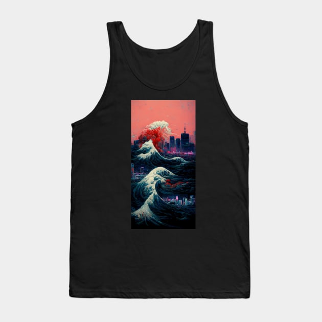 Great Wave Destroys Tokyo Tank Top by DarkAgeArt